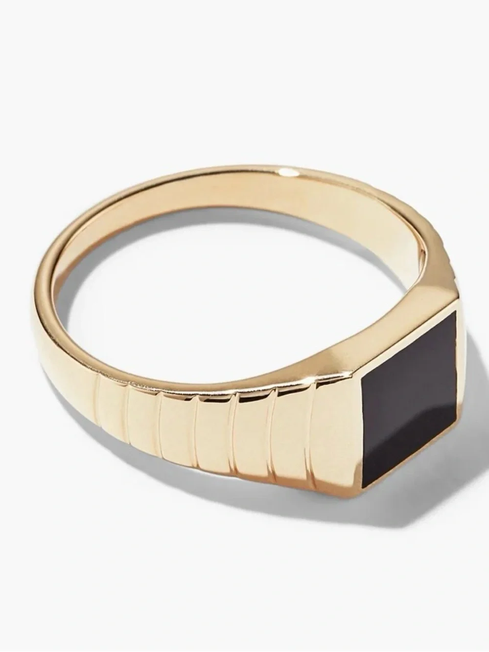 Mejuri Black Onyx Square Signet Ring in Yellow Gold Size 7